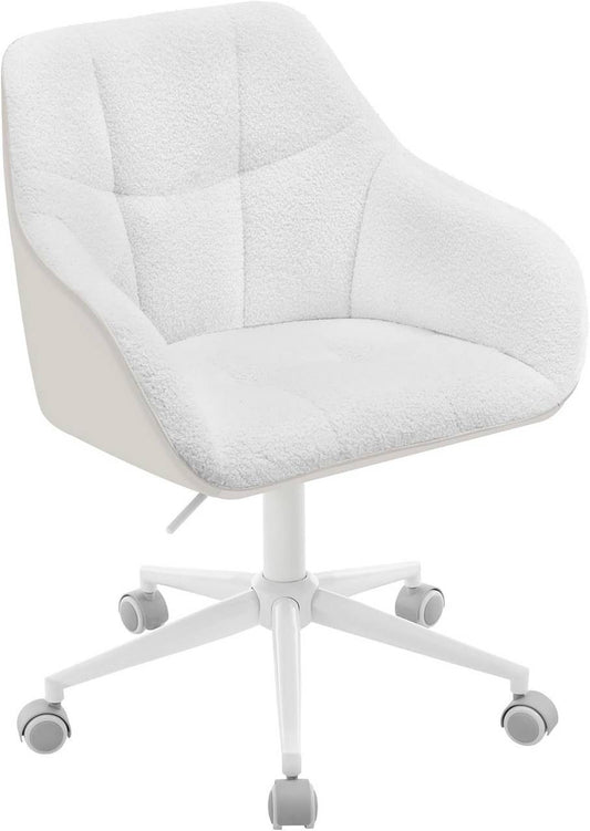 24goodz Ergonomic Office Chair - Stylish & Versatile - Bouclé Fabric - For Home and Office - Cream + Beige