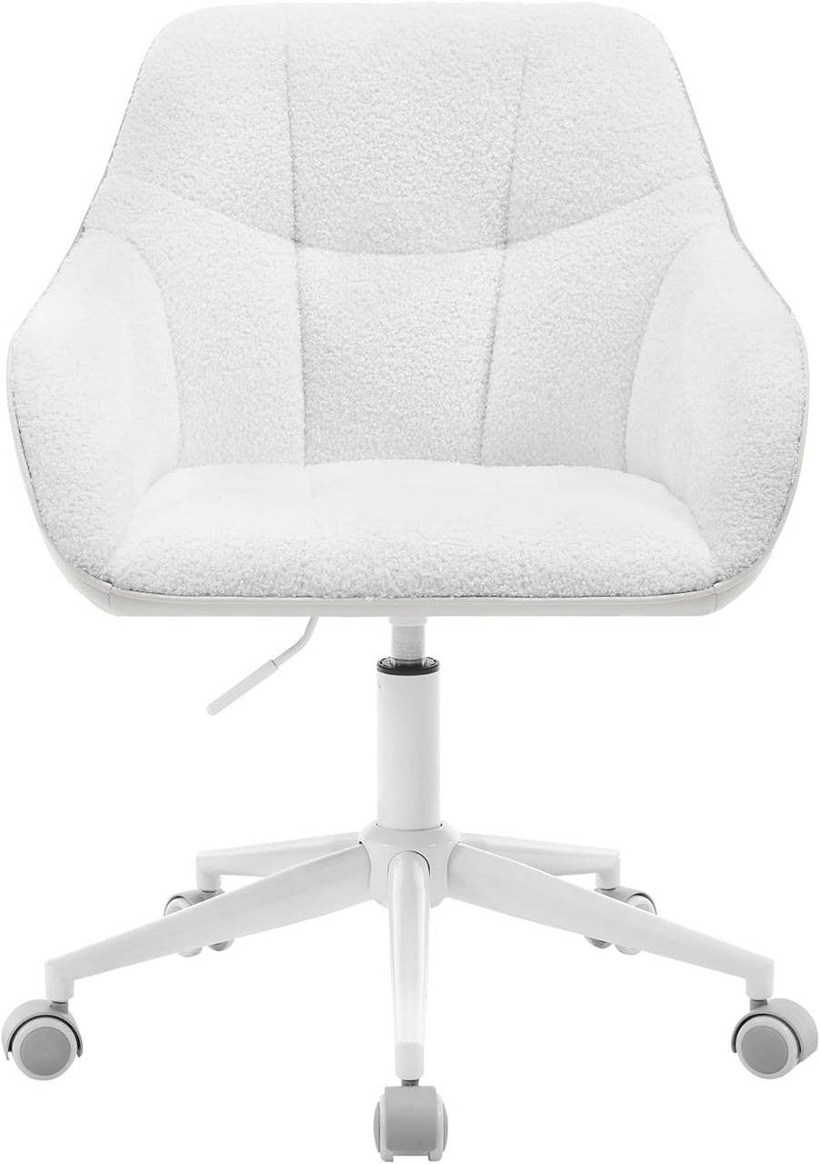 24goodz Ergonomic Office Chair - Stylish & Versatile - Bouclé Fabric - For Home and Office - Cream + Beige