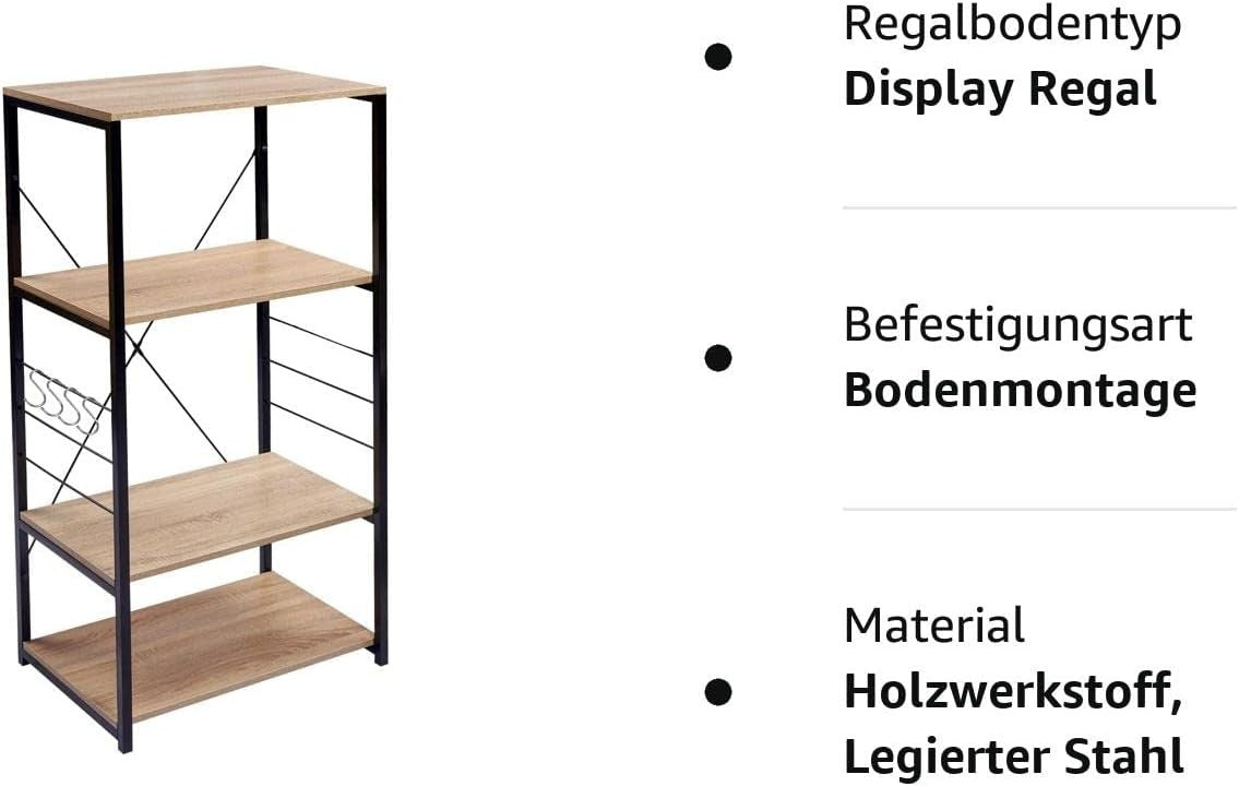 24goodz Kitchen Rack with Hooks - Sturdy and Versatile - MDF and Metal - For Home Organization - Light Oak and Dark Beech - hei