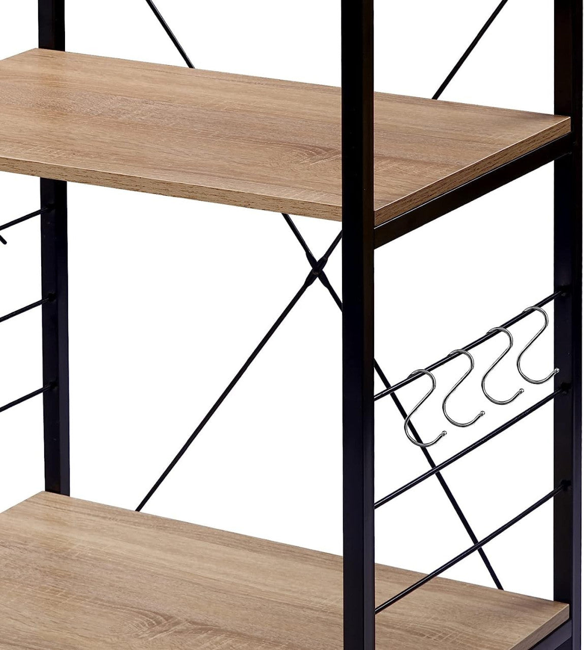 24goodz Kitchen Rack with Hooks - Sturdy and Versatile - MDF and Metal - For Home Organization - Light Oak and Dark Beech - hei