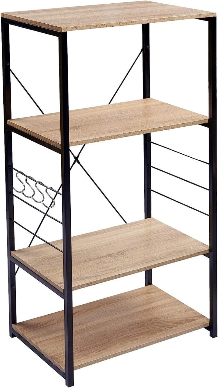 24goodz Kitchen Rack with Hooks - Sturdy and Versatile - MDF and Metal - For Home Organization - Light Oak and Dark Beech - hei