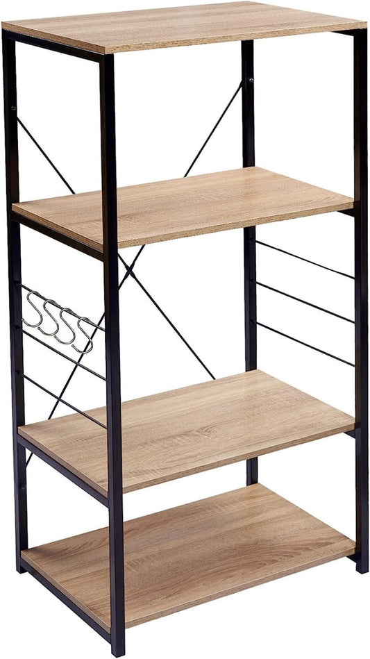 24goodz Kitchen Rack with Hooks - Sturdy and Versatile - MDF and Metal - For Home Organization - Light Oak and Dark Beech - hei