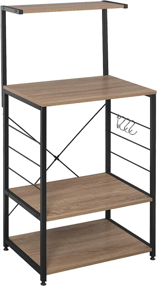 24goodz Kitchen Shelf - Stylish Design - Easy to Clean - MDF and Steel - Black + Light Oak - hei