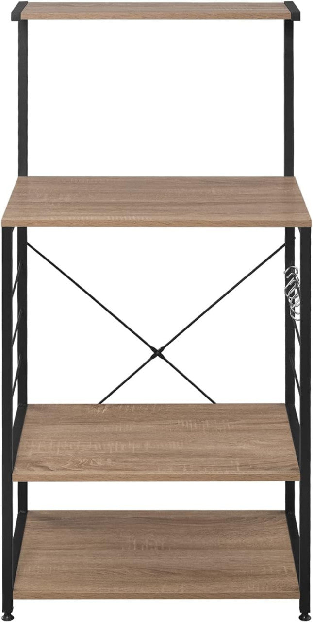 24goodz Kitchen Shelf - Stylish Design - Easy to Clean - MDF and Steel - Black + Light Oak - hei