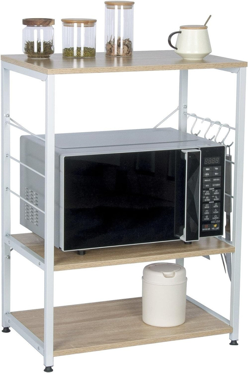 24goodz Kitchen Shelf - Stylish and Practical Design - Sturdy Steel Frame - Wood and Metal - For Home Organization - Light Oak - hei