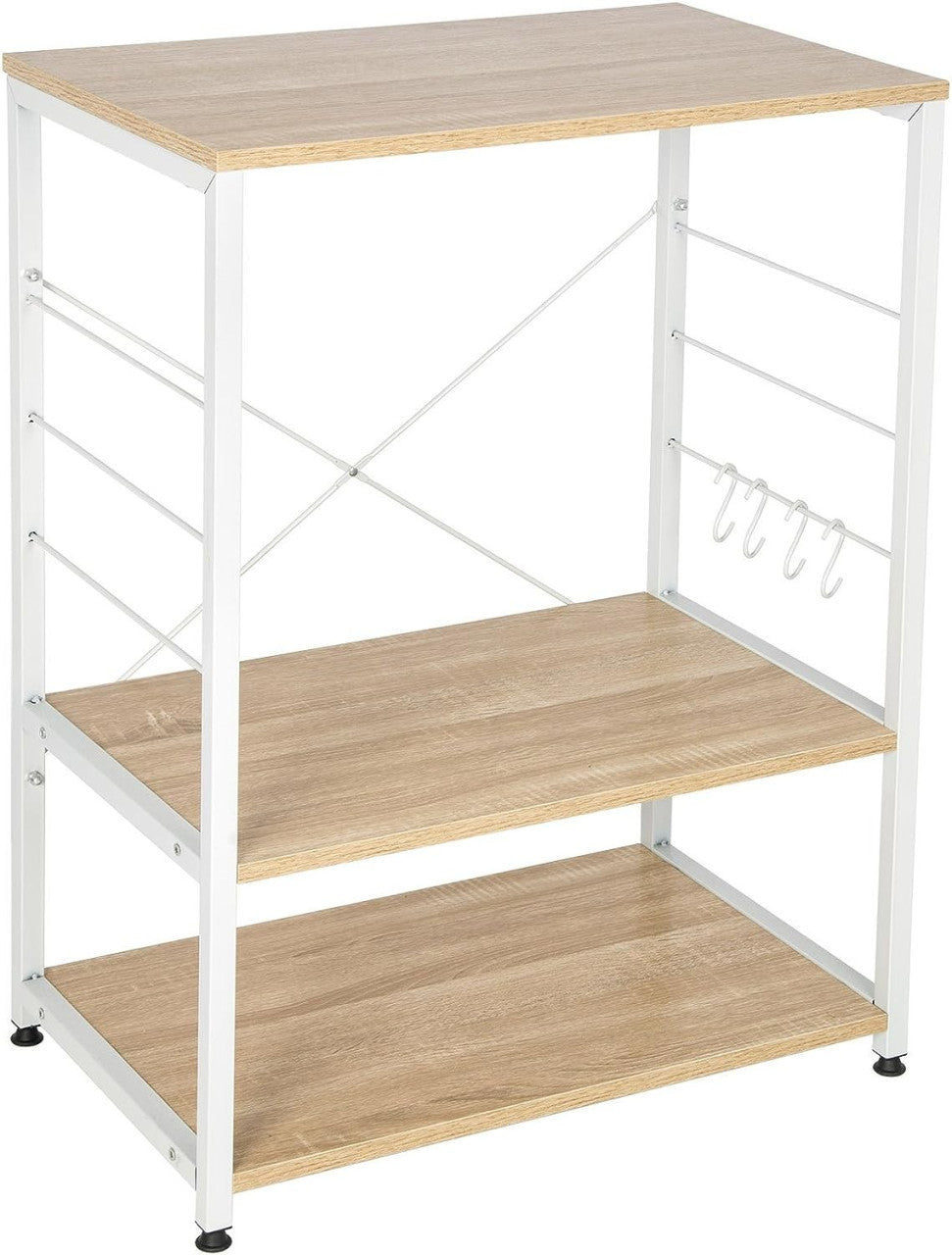 24goodz Kitchen Shelf - Stylish and Practical Design - Sturdy Steel Frame - Wood and Metal - For Home Organization - Light Oak - hei