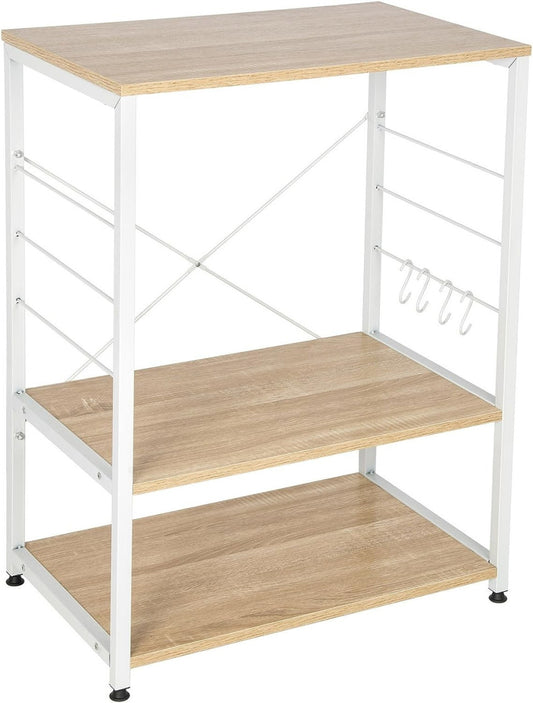 24goodz Kitchen Shelf - Stylish and Practical Design - Sturdy Steel Frame - Wood and Metal - For Home Organization - Light Oak - hei