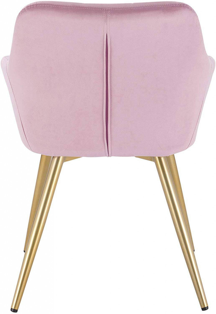24goodz Velvet Dining Chair with Armrests - Ergonomic Comfort - Sturdy Metal Legs - Velvet - For Home & Office - Pink - rs