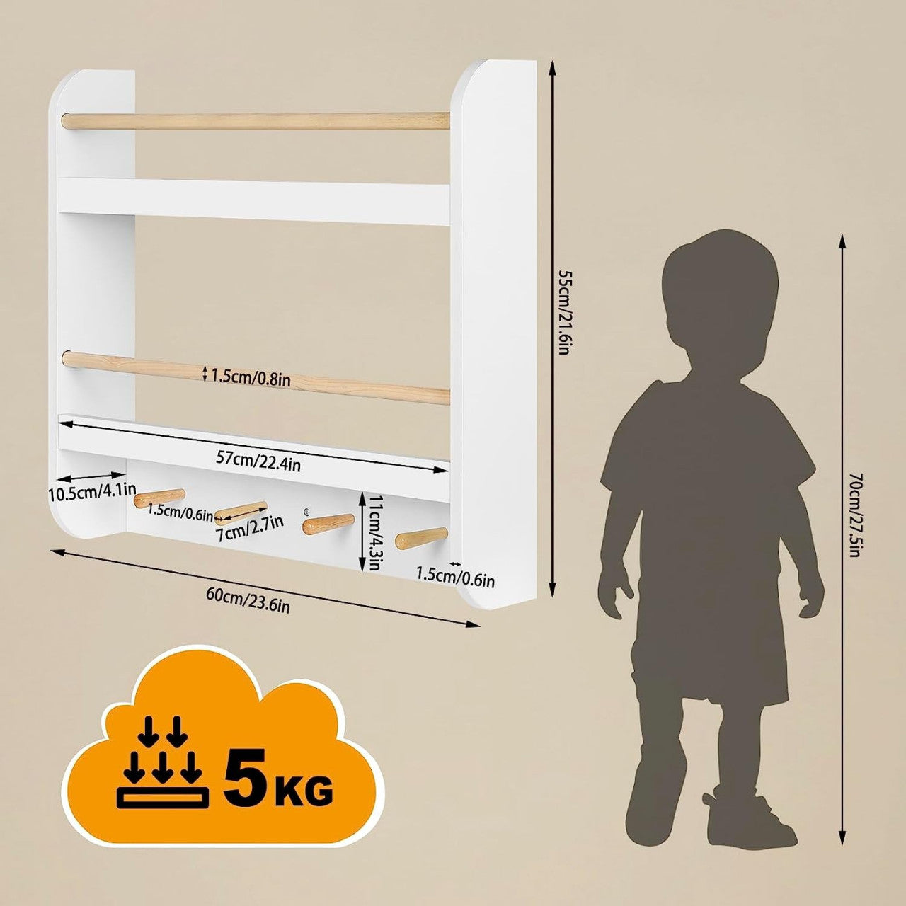24goodz Kids Bookcase - Smart Storage Solution - Open Design - MDF - For Children - 60x55x12 cm
