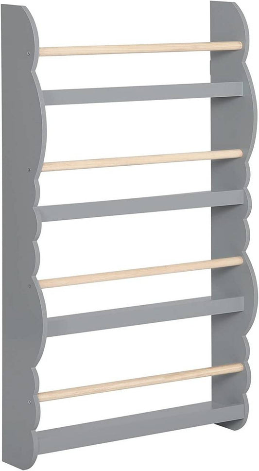 24goodz Children's Book Shelf Wall Unit - Safe and Eco-Friendly - E1 MDF and Pine Wood - For Children aged 3+ - Grey + Light Oak