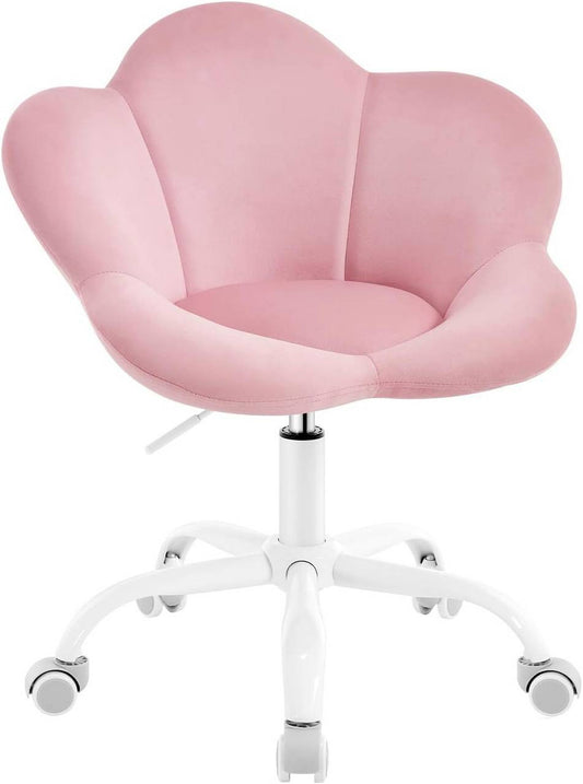 24goodz Kids Office Chair - Ergonomic Comfort - Height Adjustable - Velvet - For Children - Light Pink