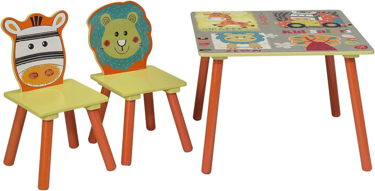 24goodz Kids Table and Chair Set - Stable and Durable Design - Easy to Clean - MDF - For Children from 2 years - Forest Theme
