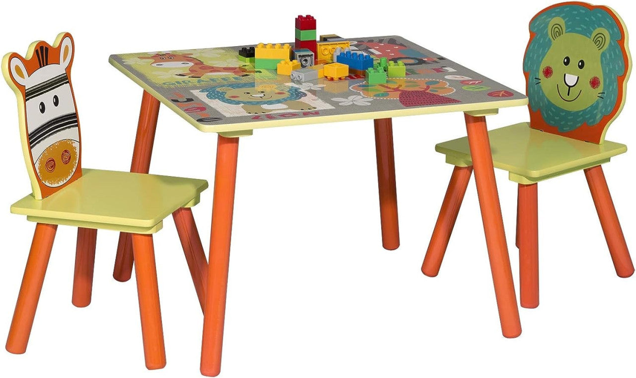 24goodz Kids Table and Chair Set - Stable and Durable Design - Easy to Clean - MDF - For Children from 2 years - Forest Theme