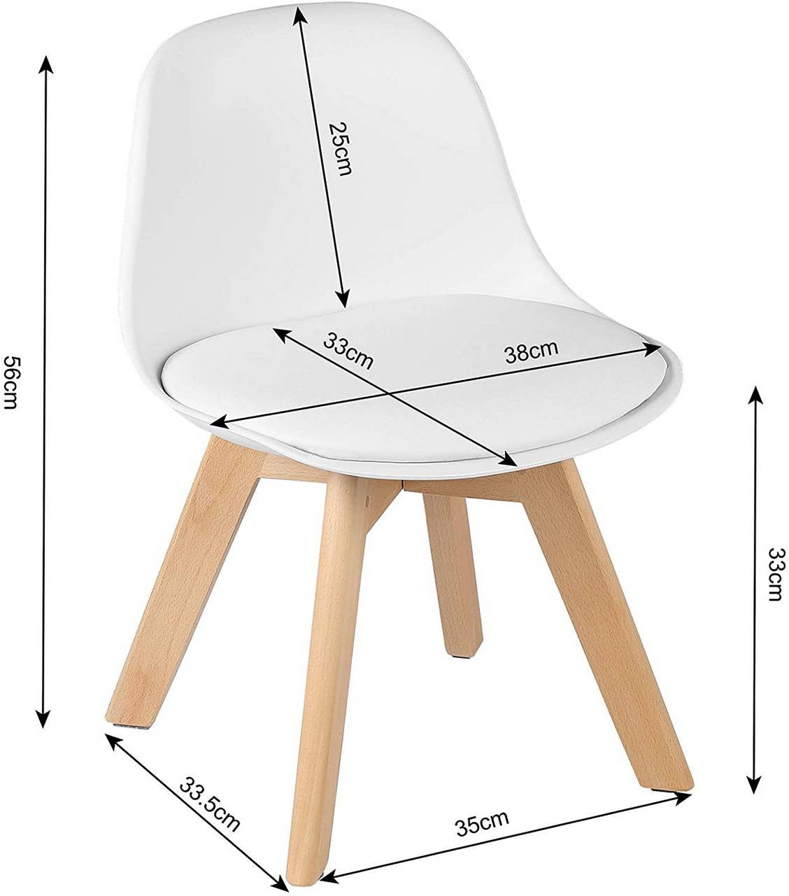 24goodz Children's Chair - Sturdy Wooden Legs - Easy to Assemble - Wood - For Children - White/Pink - ws