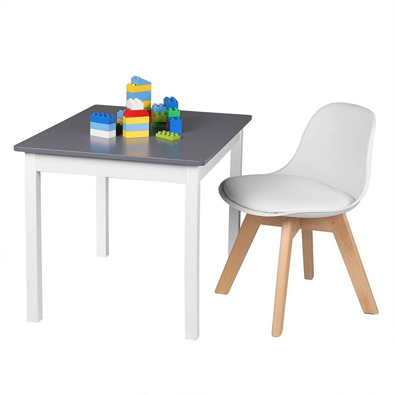 24goodz Children's Chair - Sturdy Wooden Legs - Easy to Assemble - Wood - For Children - White/Pink - ws