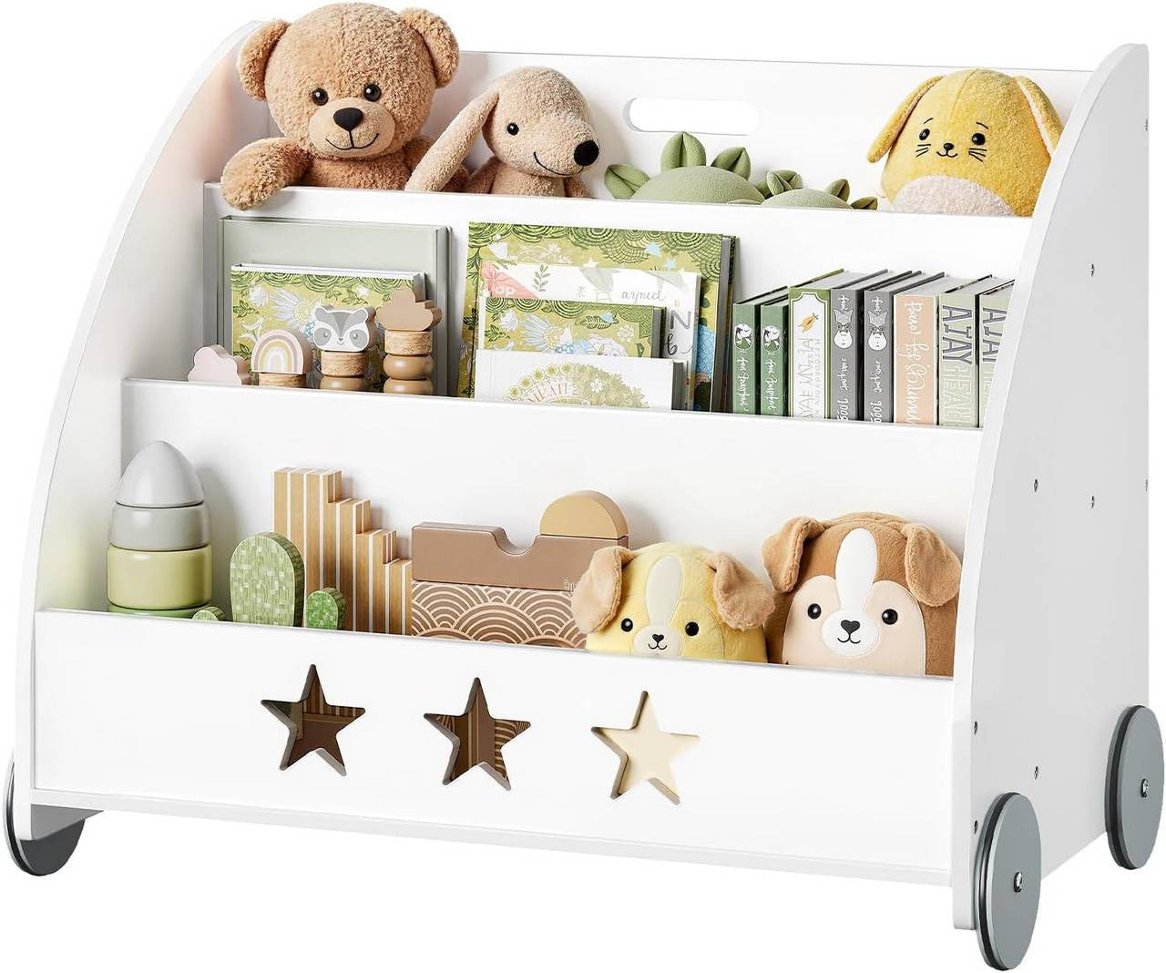 24goodz Kids Book Trolley - Safe and Eco-Friendly Design - MDF - For Children - White and Grey