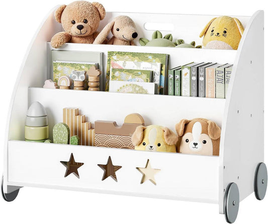24goodz Kids Book Trolley - Safe and Eco-Friendly Design - MDF - For Children - White and Grey
