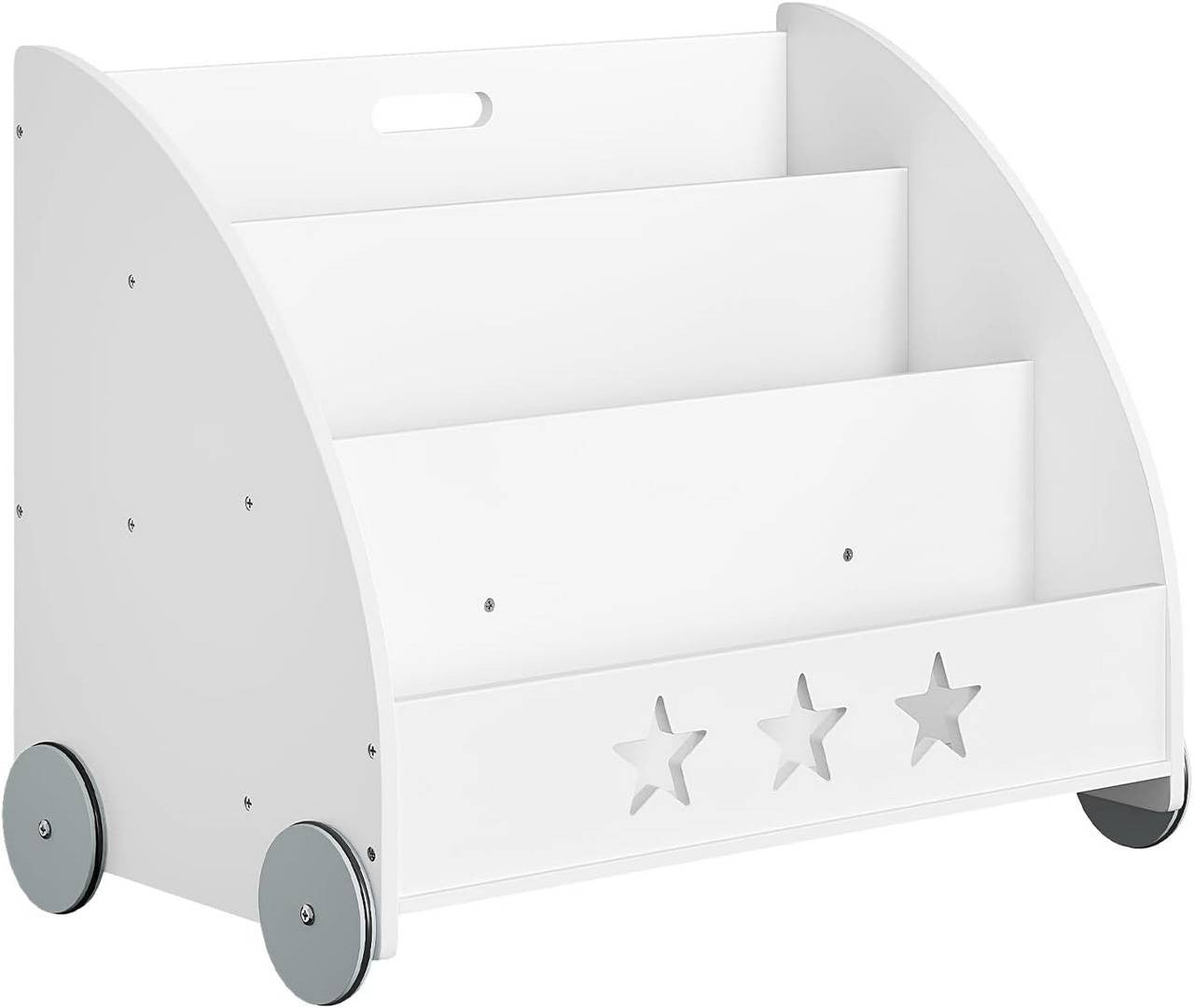 24goodz Kids Book Trolley - Safe and Eco-Friendly Design - MDF - For Children - White and Grey