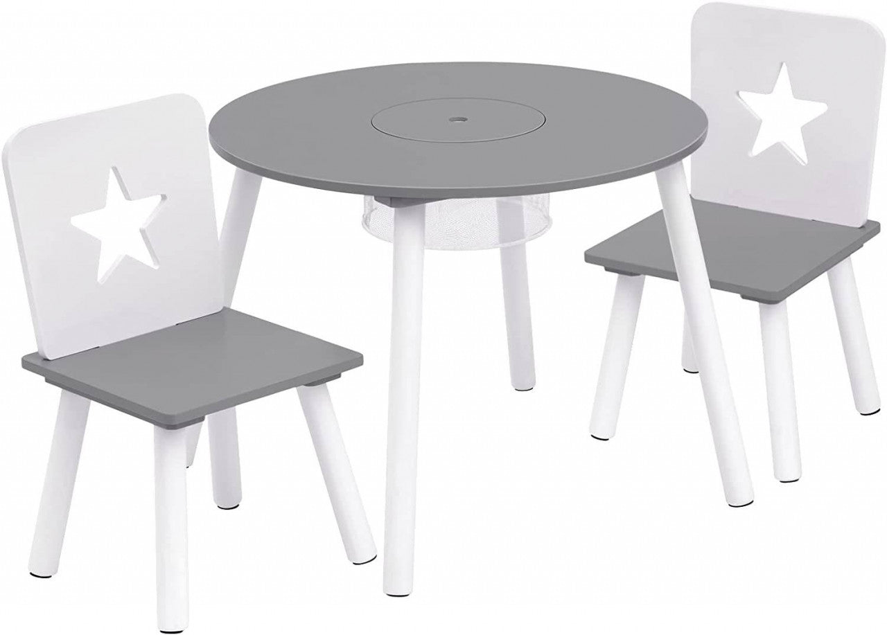 24goodz Kids Table and Chair Set with Storage - Safe and Child-Friendly Design - MDF and Pine Wood - For Toddlers - White