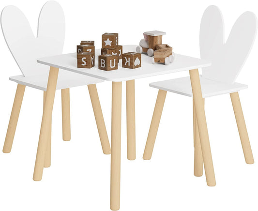 24goodz Kids Table and Chair Set - Encourages Creativity - Safe Design - MDF and Solid Wood - For Children - White