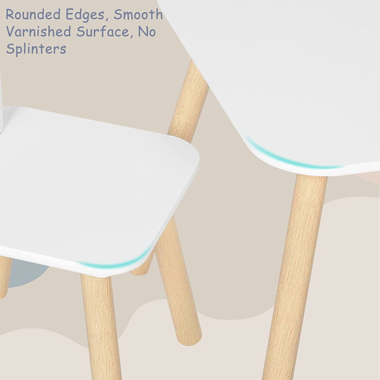 24goodz Kids Table and Chair Set - Encourages Creativity - Safe Design - MDF and Solid Wood - For Children - White