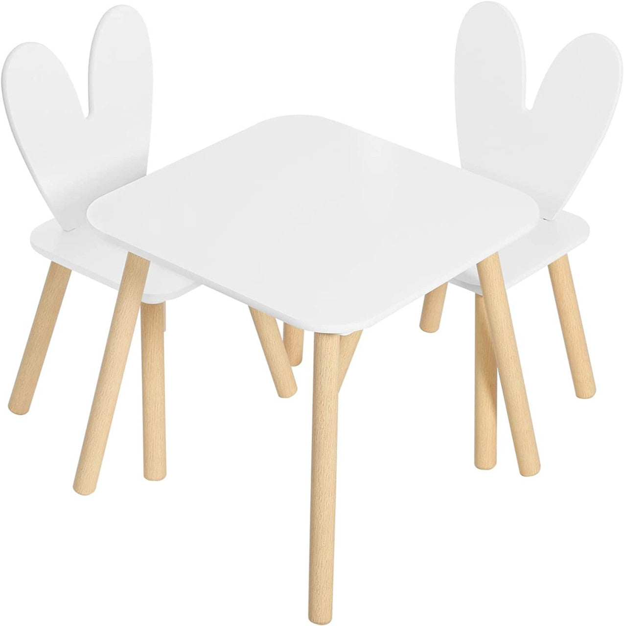 24goodz Kids Table and Chair Set - Encourages Creativity - Safe Design - MDF and Solid Wood - For Children - White