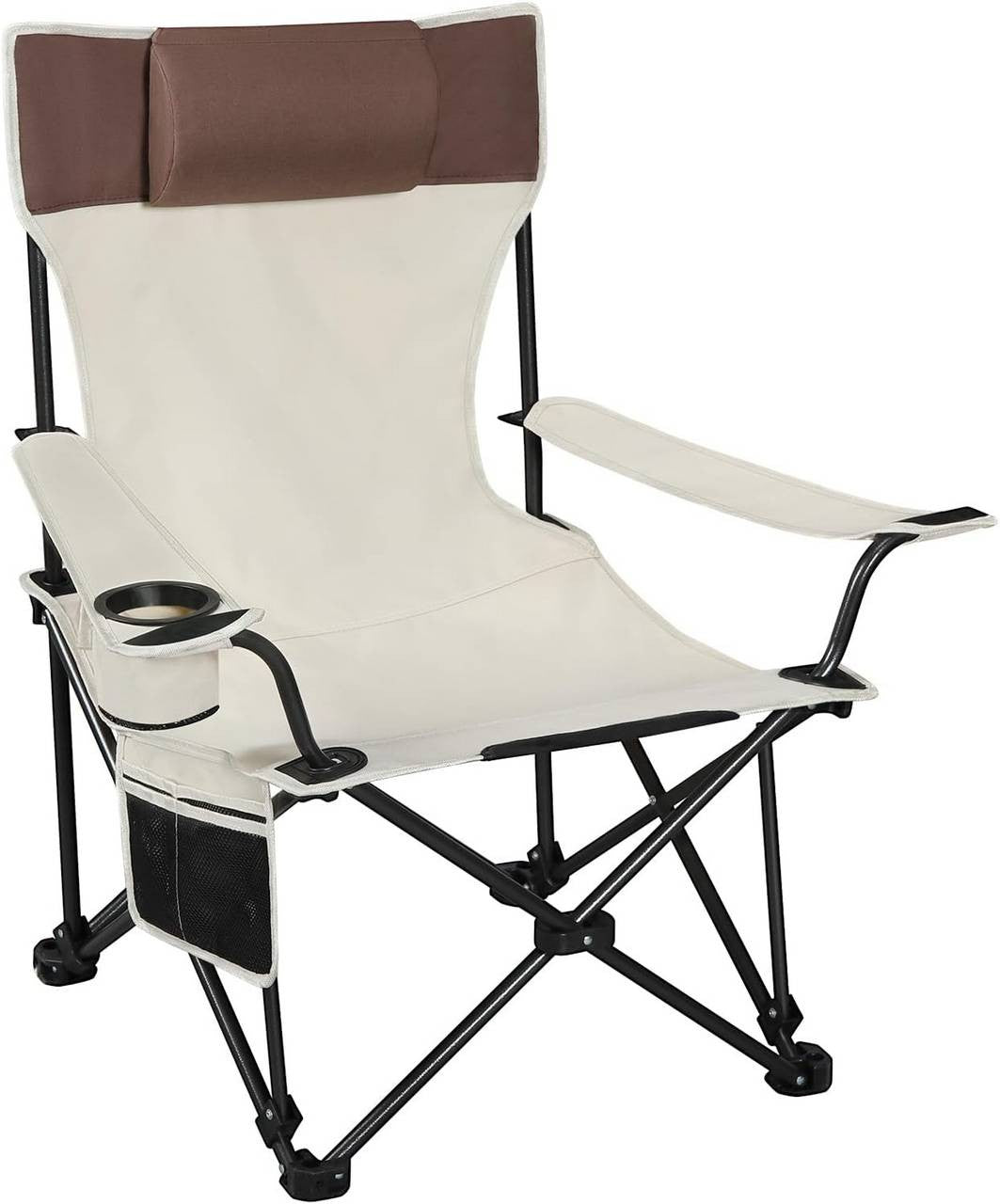 24goodz Lightweight Folding Camping Chair - Durable and Tear-Resistant - 600D Oxford Fabric - For Outdoor Enthusiasts - Beige