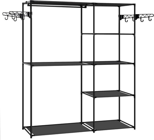 24goodz Open Wardrobe - Excellent Storage Capacity - Sturdy and Durable - Metal and Non-Woven Fabric - Black - 148 x 166 x 42.5 cm