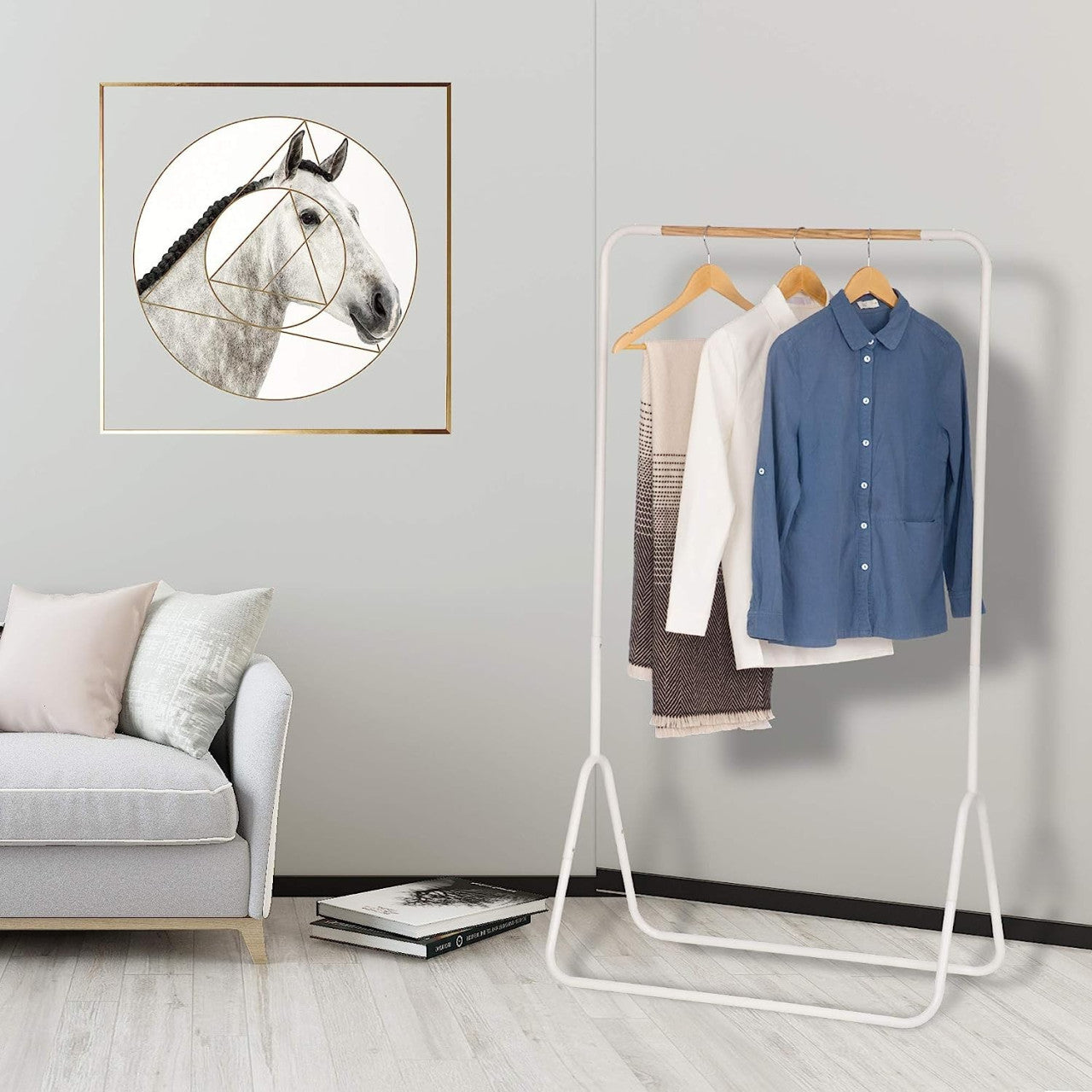 24goodz Clothes Rack - Stable Metal Frame - Space-Saving Design - Metal - For Home Use - White - ws