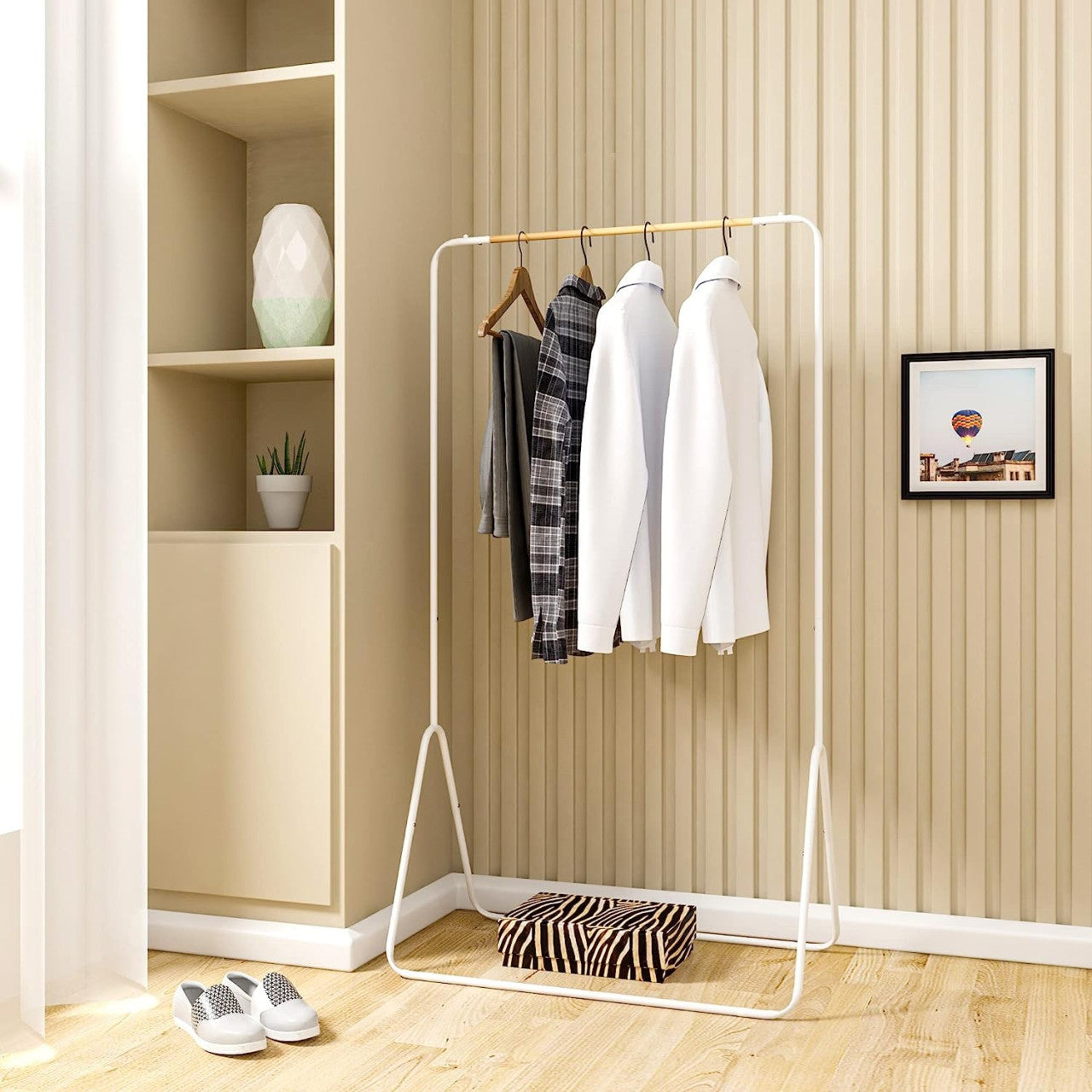 24goodz Clothes Rack - Stable Metal Frame - Space-Saving Design - Metal - For Home Use - White - ws