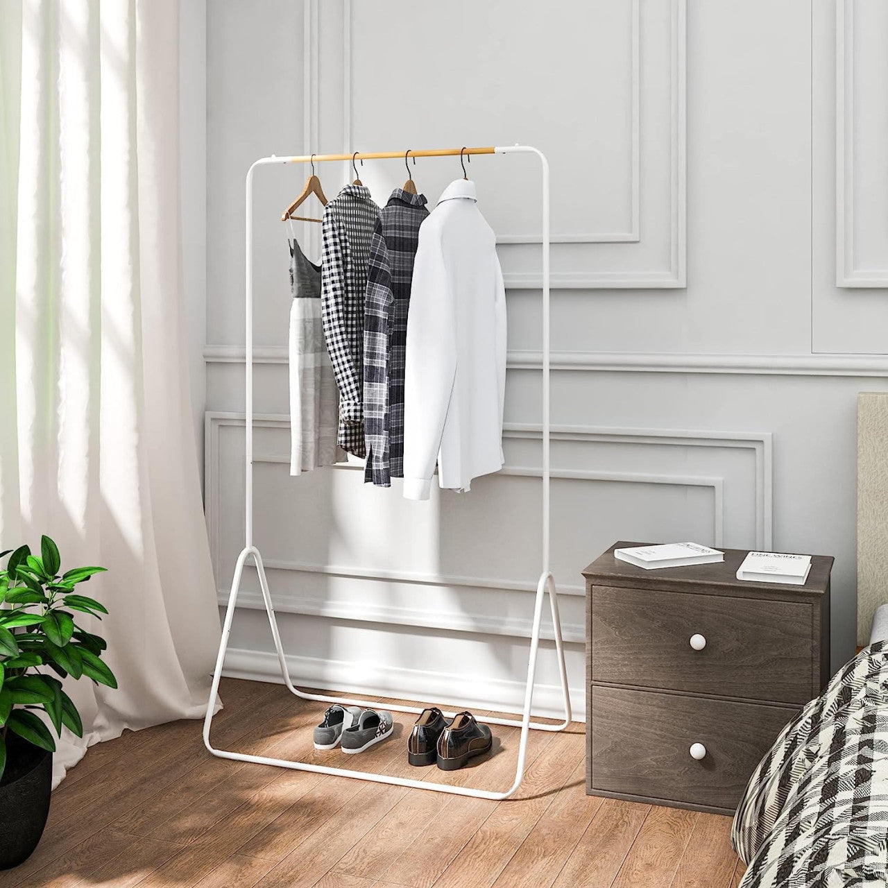 24goodz Clothes Rack - Stable Metal Frame - Space-Saving Design - Metal - For Home Use - White - ws