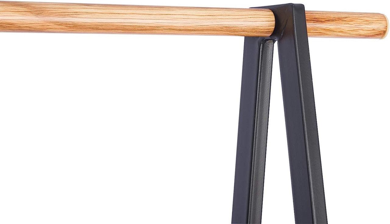 24goodz Modern Coat Rack with Shelf - Space-Saving Design - Sturdy Metal Frame - Black - For Bedroom and Hallway - 54x141x45 cm