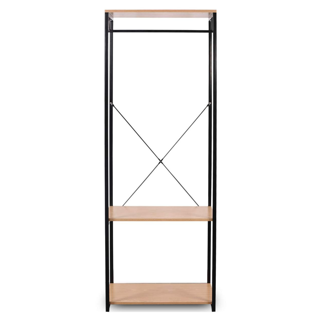 24goodz Coat Rack with Shoe Storage - Multifunctional Design - High-Quality MDF and Steel - For Home Use - Vintage Wood + Black - hei