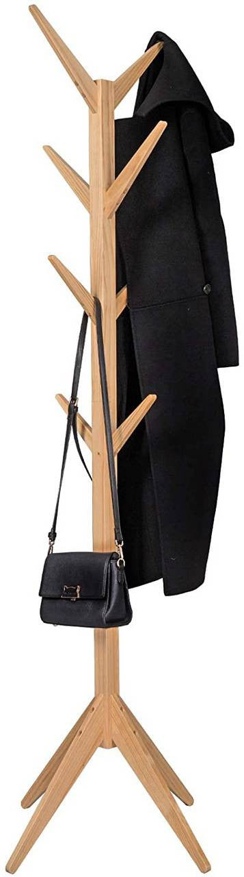 24goodz Clothes Rack with Three Shelves - Space-Saving Design - Durable Stability - Steel and Chipboard - Light Oak + Black - 60 x 40 x 170 cm - nt