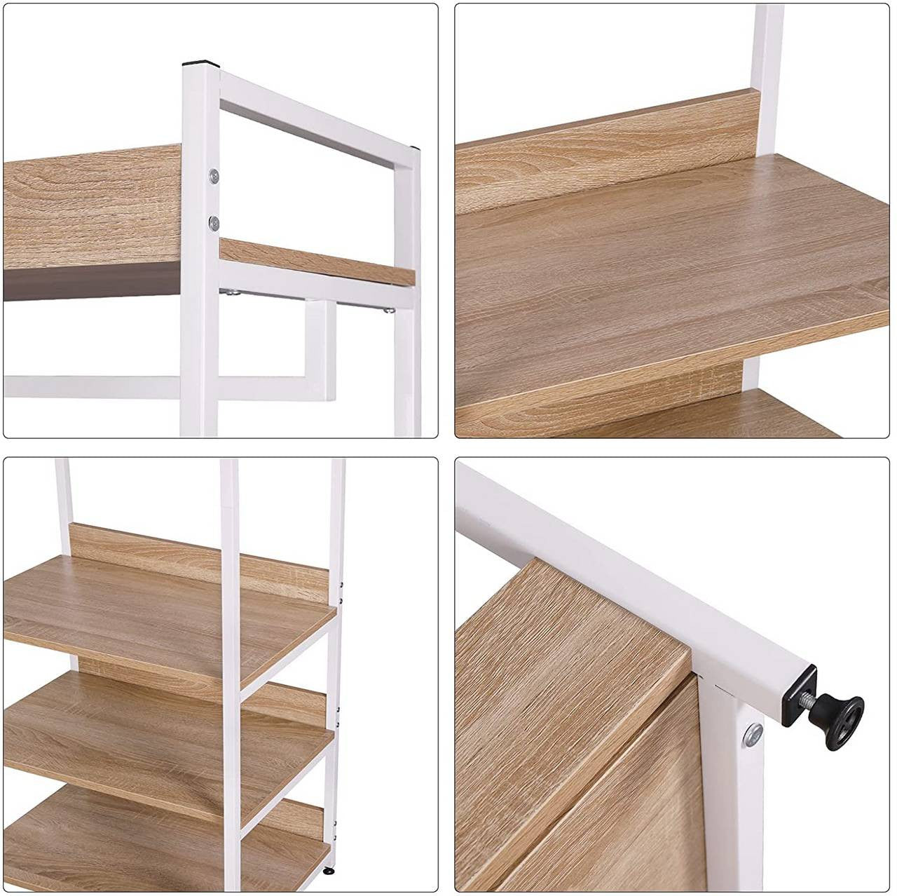 24goodz Clothes Rack with Three Shelves - Space-Saving Design - Sturdy and Stylish - Chipboard and Steel - Light Oak + Black - whe