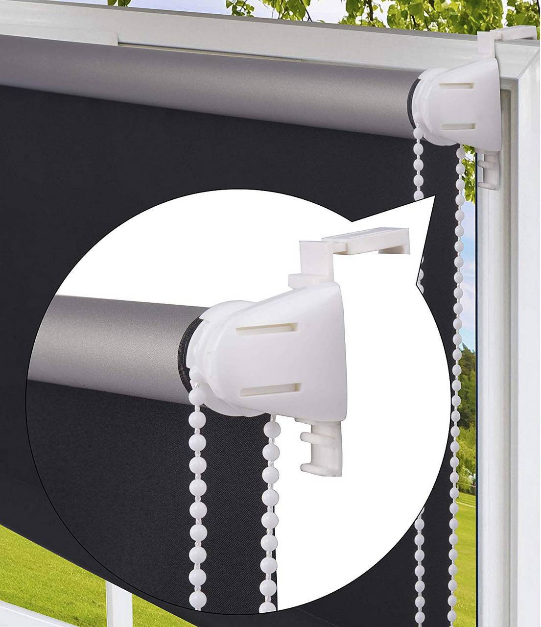 24goodz Klemmfix Clamp Bracket Set - Easy Installation Without Drilling - Includes 3M Adhesive Pads - For All Common Roller Blinds - Black