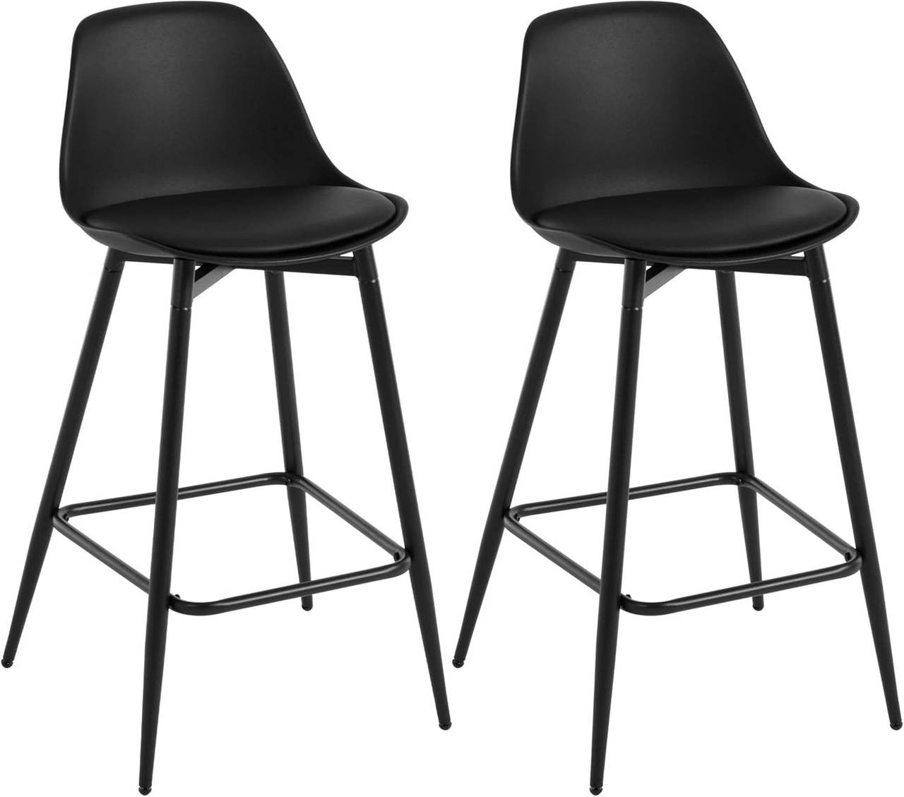24goodz High Bar Stool - Enhanced Comfort - Improved Stability - PP and Metal - Black - 43 x 86.5 x 42 cm