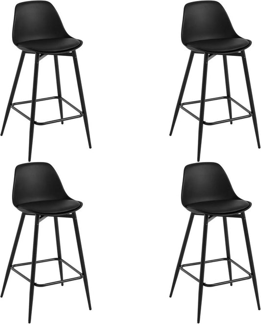 24goodz Stylish Bar Stool - Enhanced Comfort - Improved Stability - PP and Metal - Black - 43 x 86.5 x 42 cm