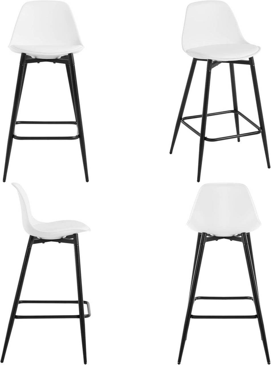 24goodz Stylish Bar Stool - Enhanced Comfort - Improved Stability - PP and Metal - For Home and Kitchen - White
