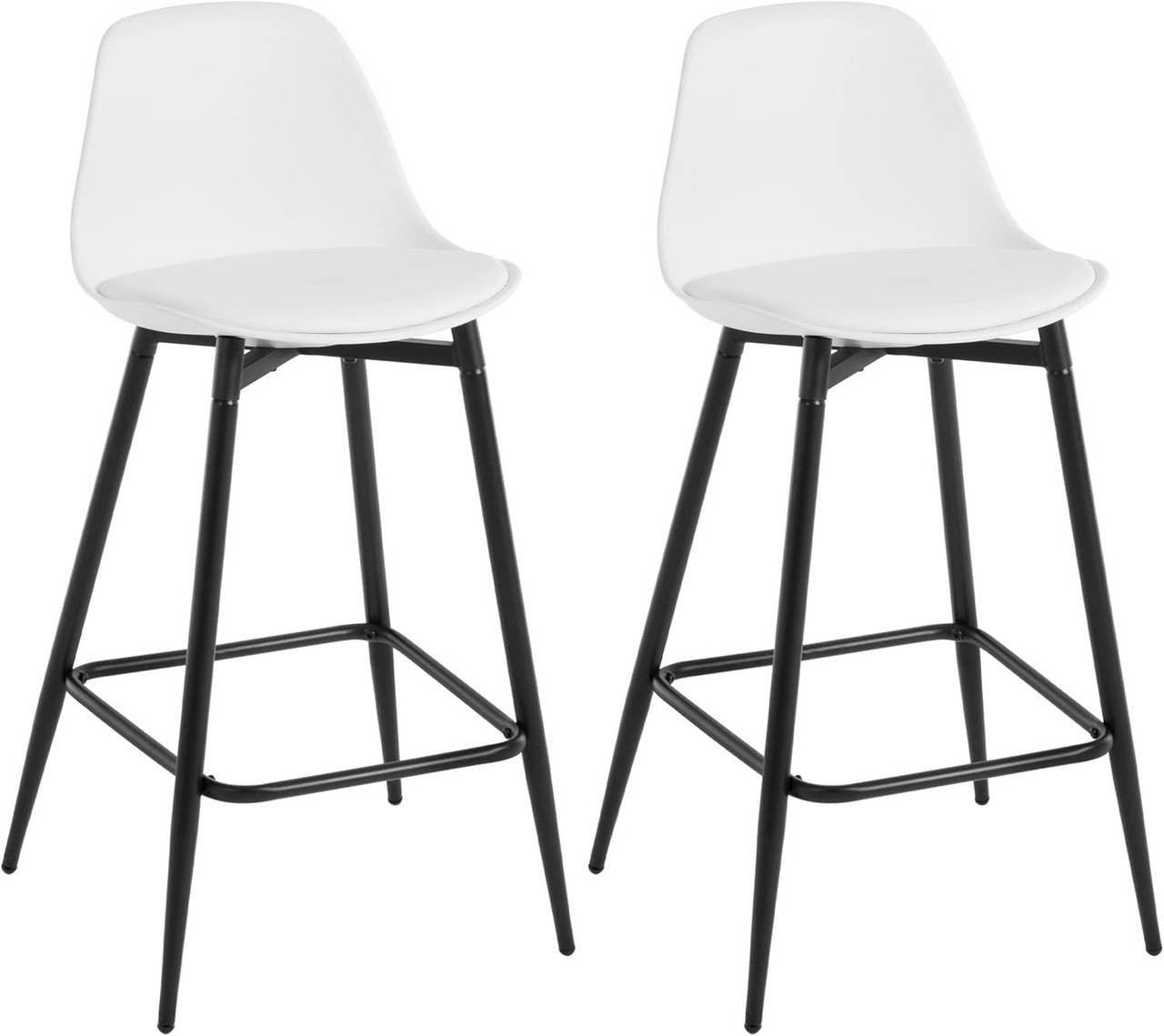 24goodz Stylish Bar Stool - Enhanced Comfort - Improved Stability - PP and Metal - For Home and Kitchen - White