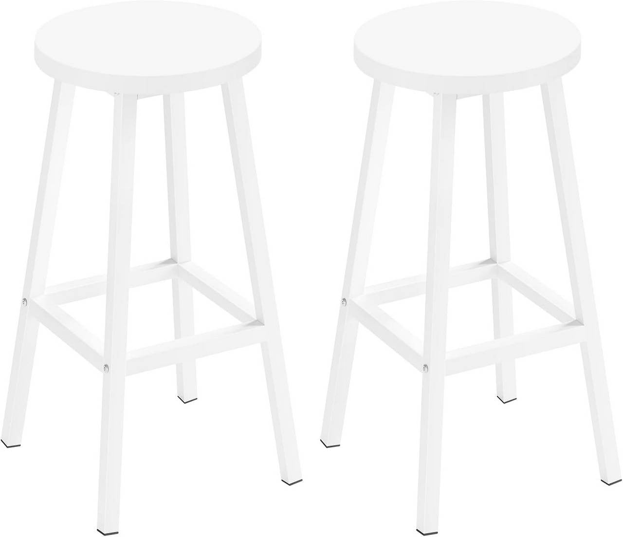 24goodz Round Bar Stool with Metal Frame - Sturdy and Stylish - E1 Wood and Metal - For Home and Dining - White