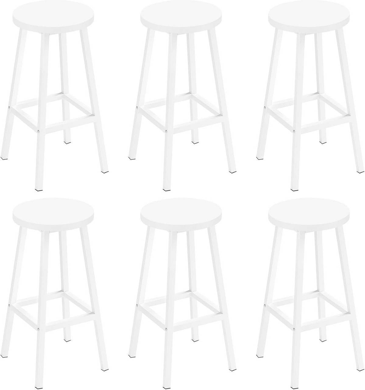 24goodz Round Bar Stool with Metal Frame - Sturdy and Stylish - E1 Wood and Metal - For Home and Dining - White