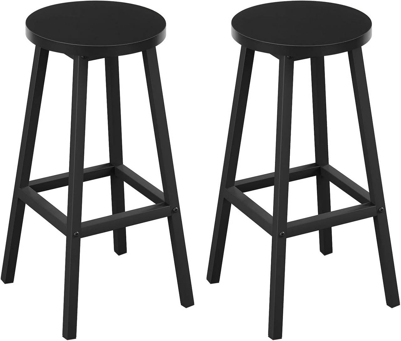 24goodz Round Bar Stool with Metal Frame - Sturdy and Stylish - E1 Wood and Metal - For Home and Kitchen - Black
