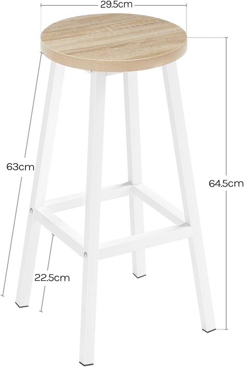 24goodz Round Bar Stool with Metal Frame - Durable and Stylish - E1 Wood and Metal - For Home and Bar Use - Light Oak
