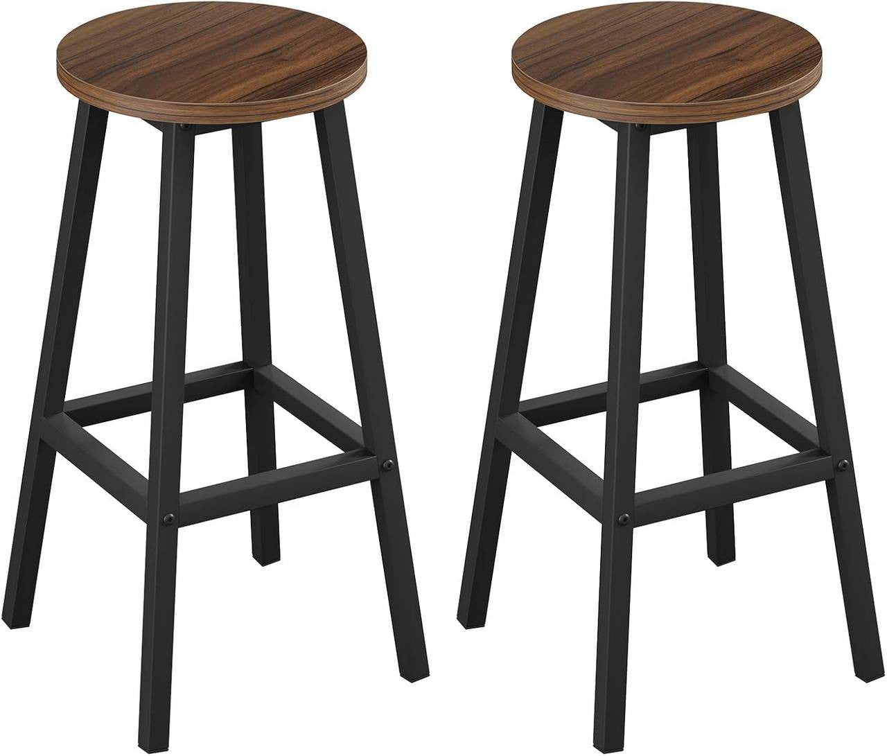 24goodz Round Bar Stool with Metal Frame - Sturdy and Stylish - E1 Wood and Metal - For Home and Kitchen - Dark Oak