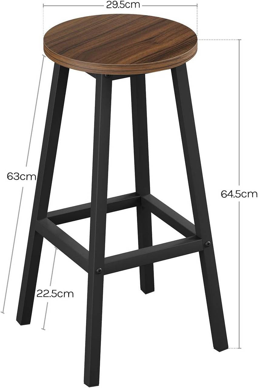 24goodz Round Bar Stool with Metal Frame - Sturdy and Stylish - E1 Wood and Metal - For Kitchen Islands and Dining Areas - Dark Oak