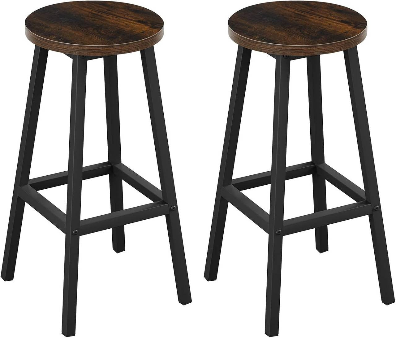 24goodz Vintage Brown Bar Stool - Stylish and Durable Design - E1 Wood and Metal - For Home and Commercial Use - 30.5 x 64.5 x 30.5 cm