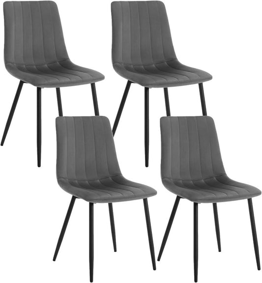 24goodz Velvet Dining Chairs Set of 4 - Comfortable & Robust - Ergonomic Design - Velvet & Metal - Dark Grey
