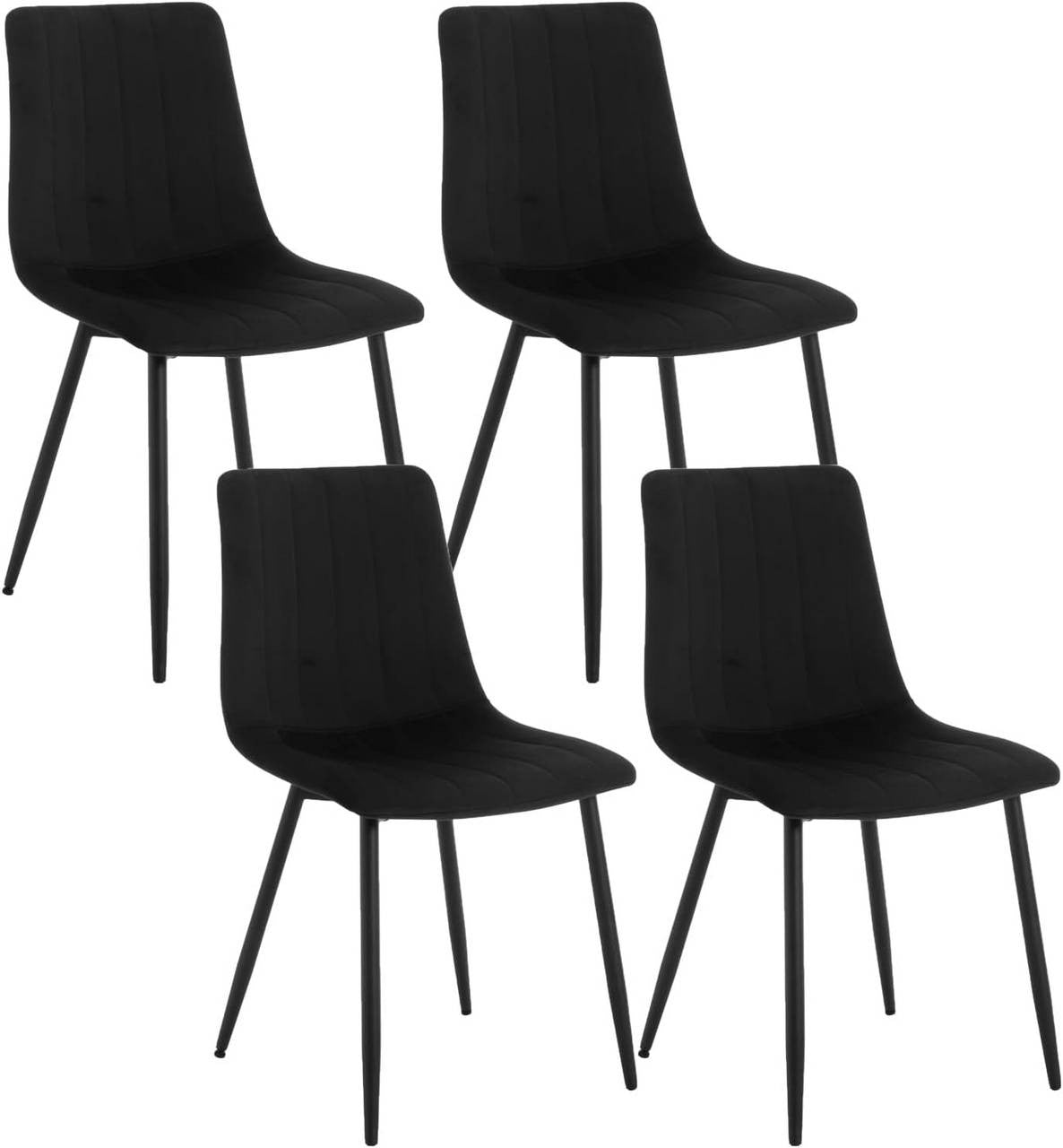 24goodz Velvet Dining Chairs Set of 4 - Comfortable & Robust - Ergonomic Design - Velvet & Metal - Dark Grey - 44 x 80.5 x 50.5 cm