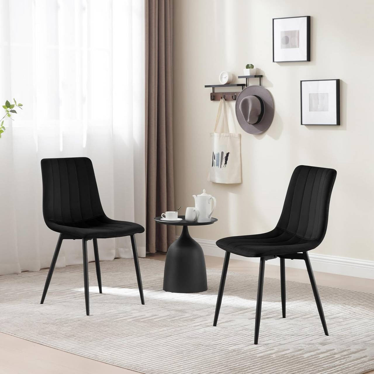 24goodz Velvet Dining Chairs Set of 4 - Comfortable & Robust - Ergonomic Design - Velvet & Metal - Dark Grey - 44 x 80.5 x 50.5 cm